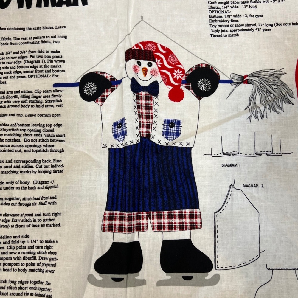 Hang Around Snowman Cut and Sew Fabric Panel Holiday Christmas Craft Project